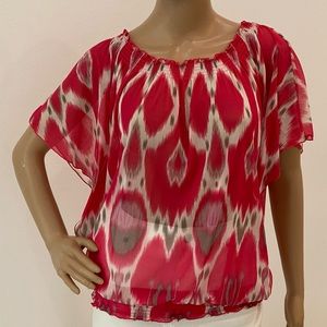 Semi-Sheer Blouson Top with Butterfly Sleeves, (Off-Shoulder option)